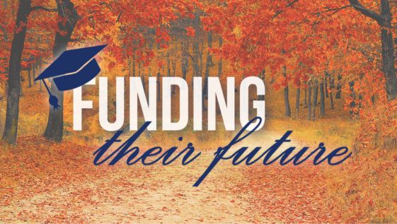 Autumnal background with Funding Their Future logo