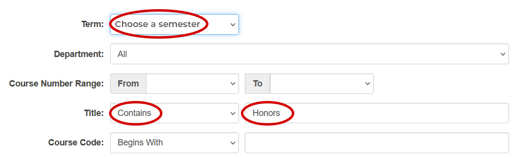 Search for Honors Courses
