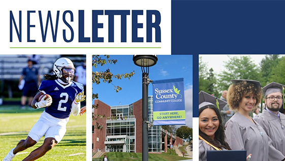Montage of College pictures with the words "Newsletter"