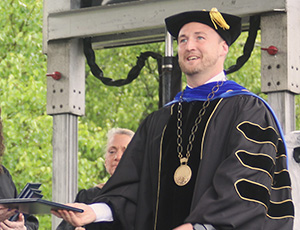 President at College graduation